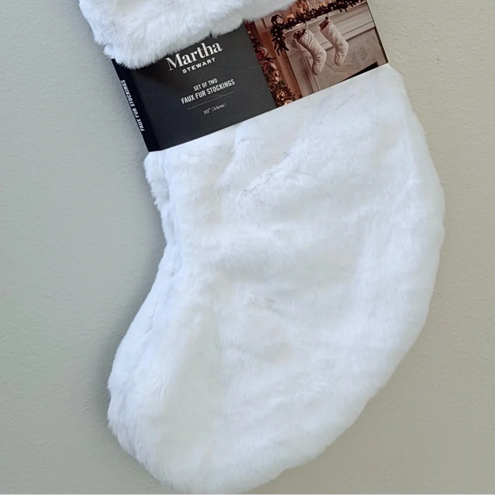 Martha Stewart Soft White Faux Fur Stockings